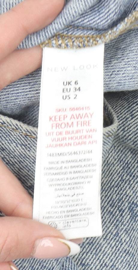 New Look Women Blue Size 6 Denim Jacket Classic Long Sleeve