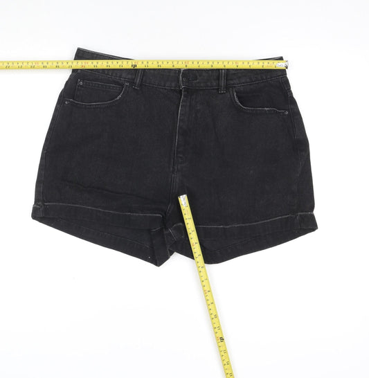 Denim Co. Womens Black High Rise Mom Shorts Size 14