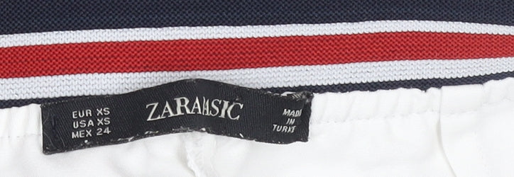 ZARA Mens White Slim Fit Chino Trousers XS Elastic Waist