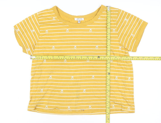 Womens UK Size M Messy Bun Just Chillin' Yellow Basic T-Shirt