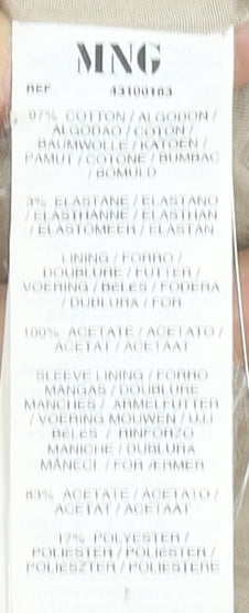 Mango Beige Cotton Blend Single-Breasted Blazer Women's UK 8