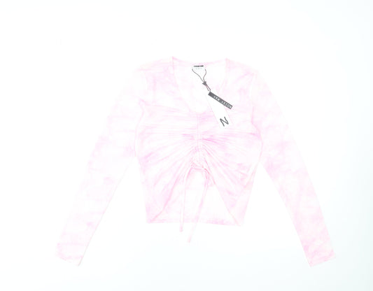 Womens UK Size S Noisy may Pink Cropped T-Shirt