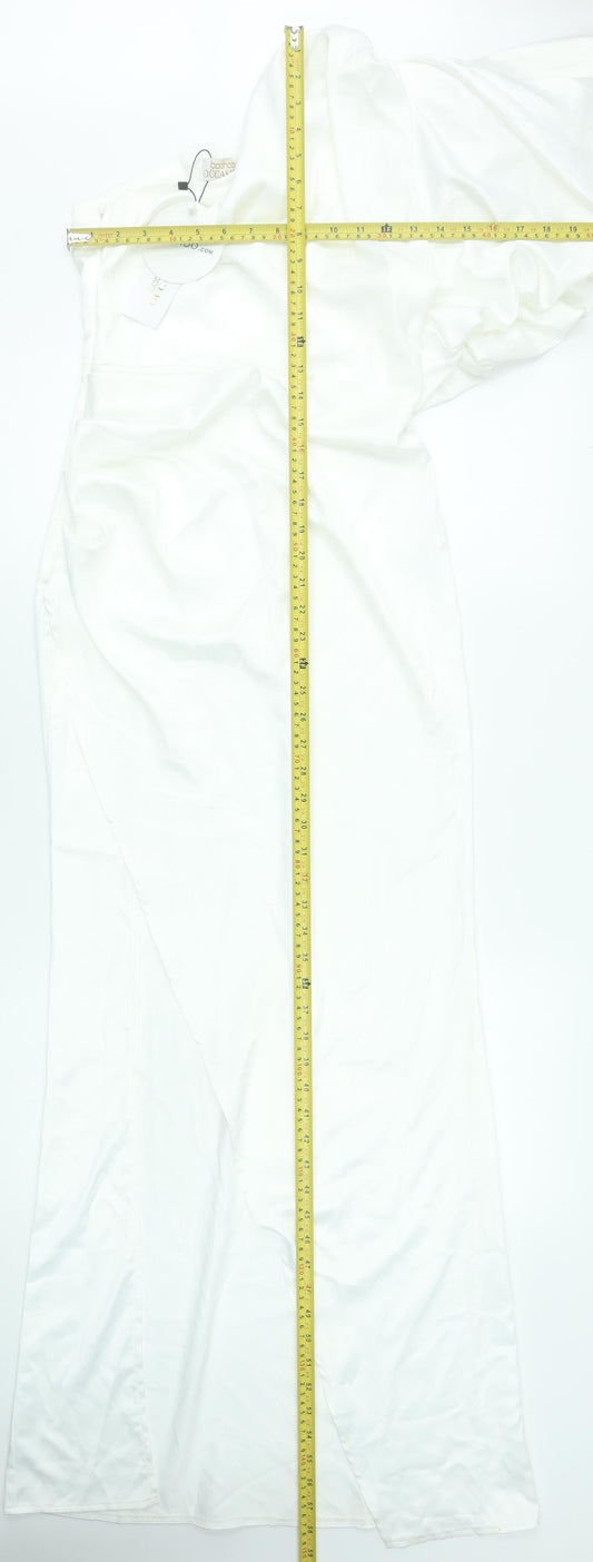 Boohoo Women’s White One Shoulder Long Bodycon Dress Size 8