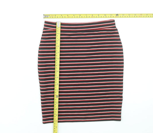 Miss Selfridge Women’s Black Striped Pencil Skirt Size 6 Stretch