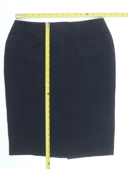 Marks and Spencer Women Petite Navy Pencil Skirt Size 12
