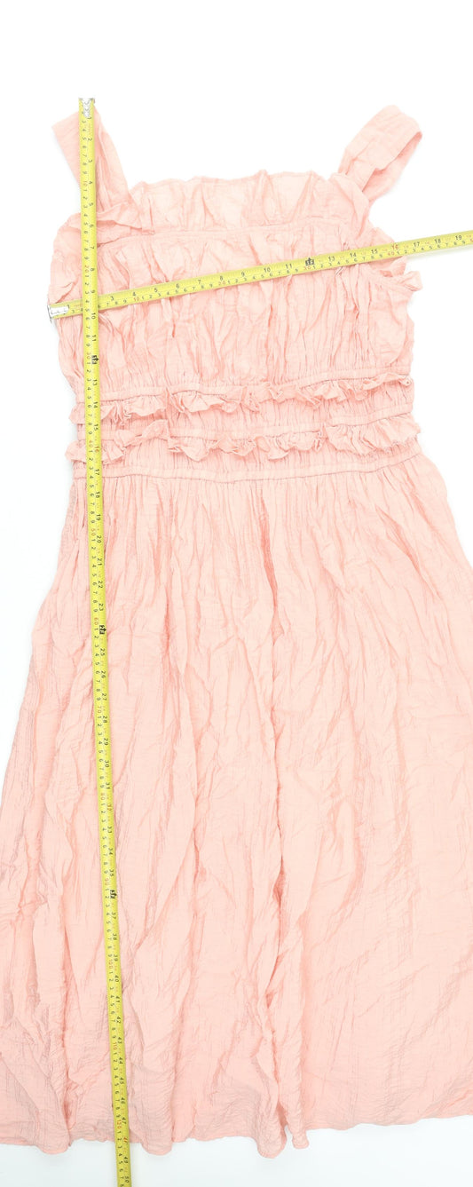 Marks and Spencer Women’s Pink Midi Fit & Flare Dress Size 14