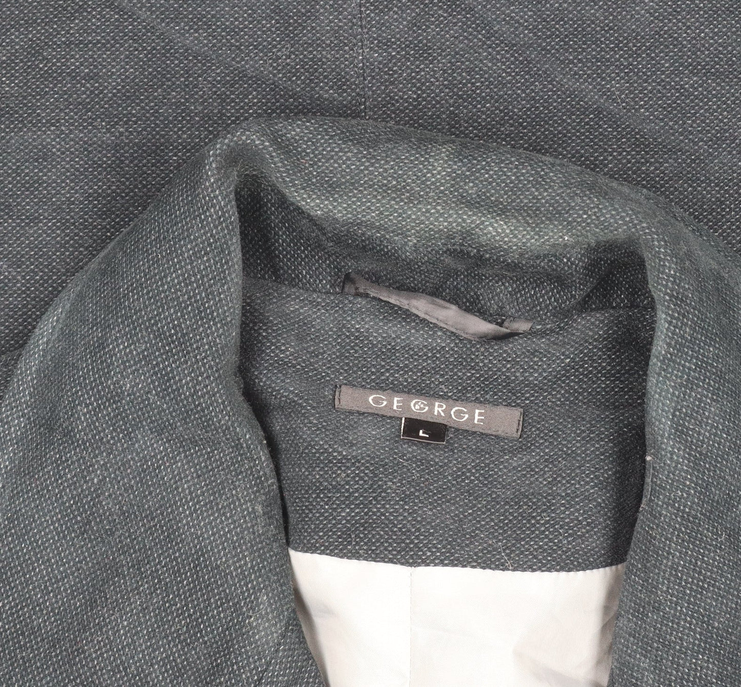 George Men's Grey L Cotton Blend Mid-Length Overcoat Size L