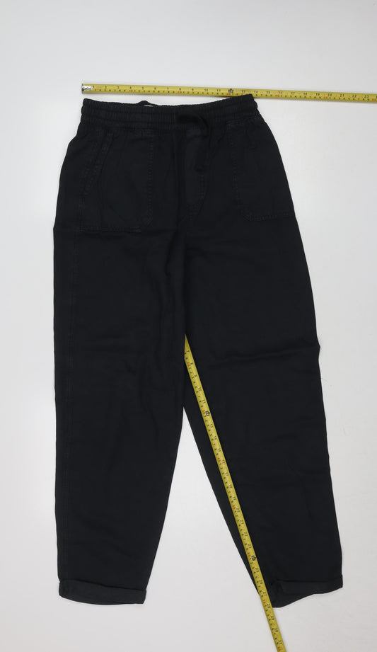 Primark Women Black Cargo Trousers M Elastic Waist Lyocell
