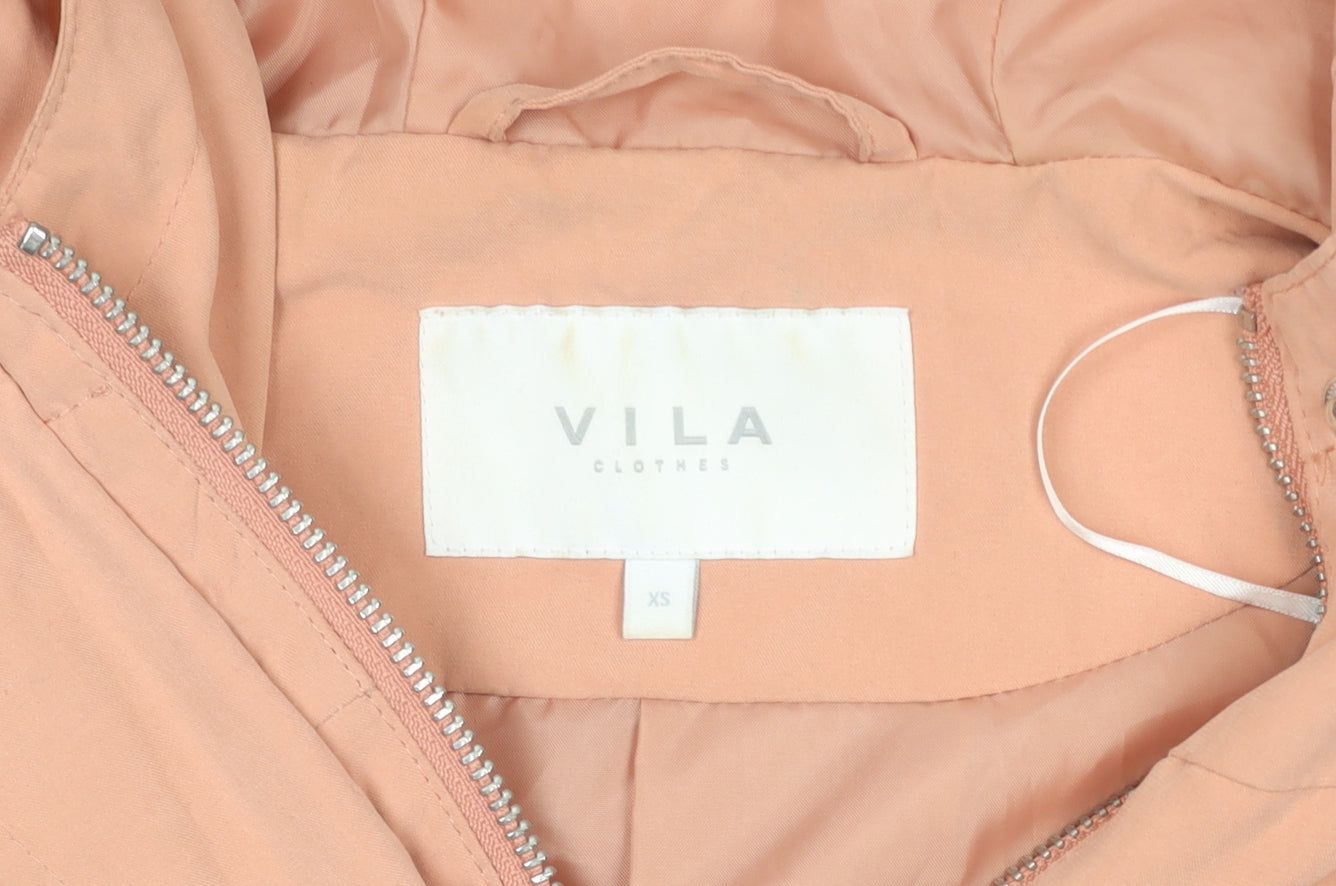 Womens UK Size XS VILA Pink Parka Coat