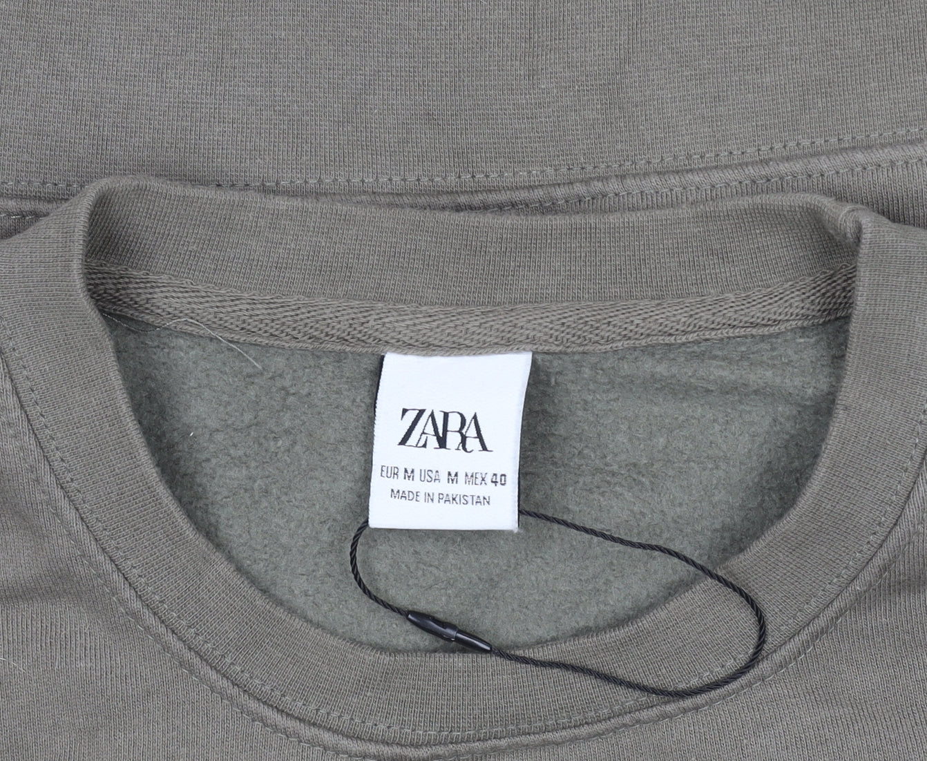 Zara Men’s Brown Cotton Fleece Crew Neck Sweatshirt Size M