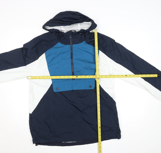 Primark Men Blue Colourblock Hooded Anorak Jacket Size M