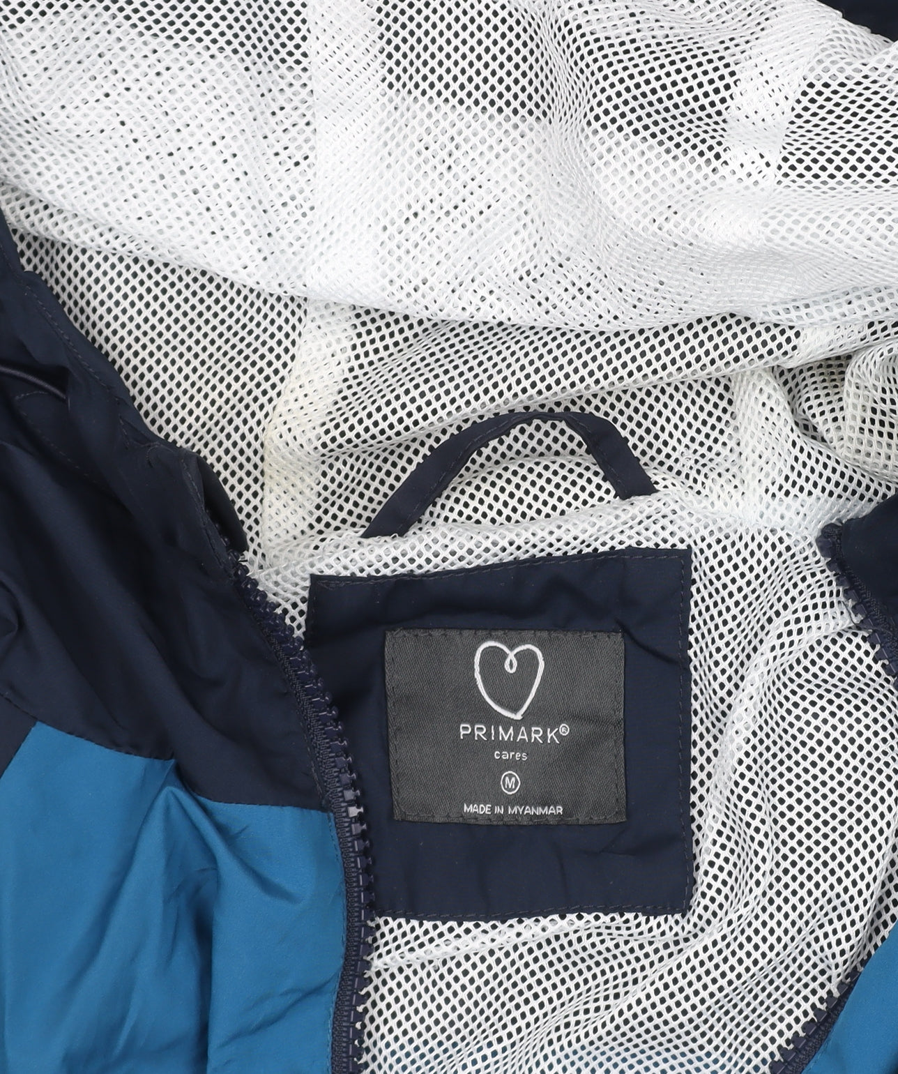 Primark Men Blue Colourblock Hooded Anorak Jacket Size M