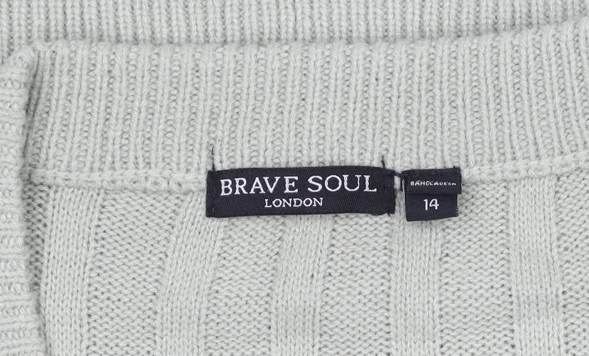 Womens UK Size 14 Brave Soul Green Pullover Jumper