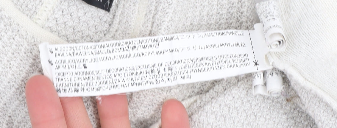 Zara Man Beige Knit Pullover Hoodie XL Men's Lightweight Cotton Blend