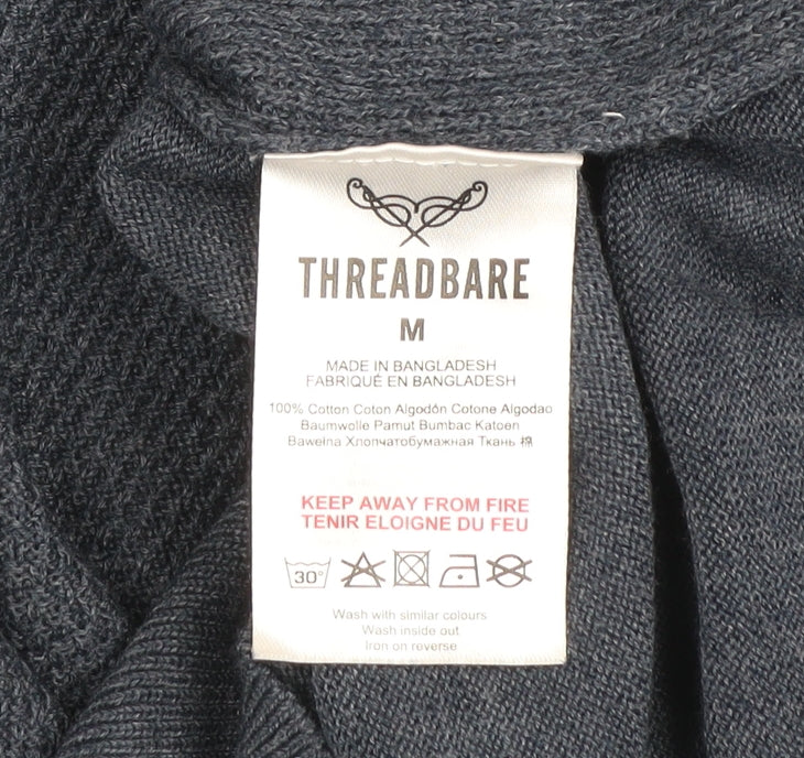 Threadbare Men's Blue Cotton Crew Neck Jumper Size M