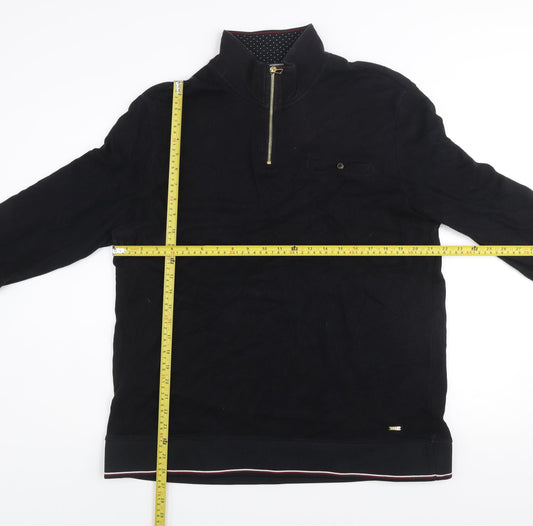 Next Signature Men's Black XL Cotton Viscose 1/2 Zip Jumper
