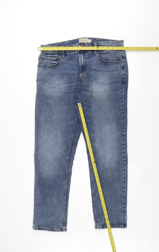 Next Men's Blue Slim Fit Denim Jeans 34S Straight Leg Cotton Blend