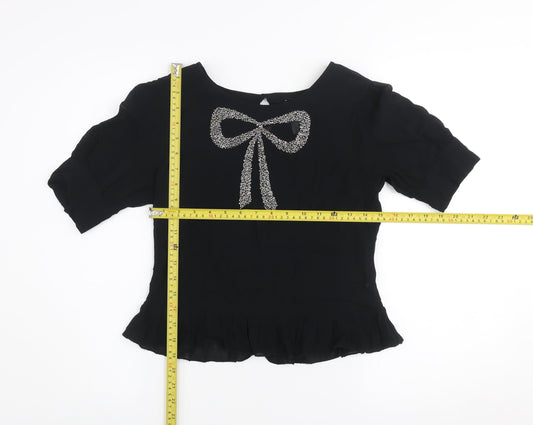 Womens UK Size 8 NEXT Black Tunic Blouse