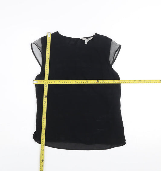 Coast Women's Black Sleeveless Crew Neck Viscose Blouse UK 10
