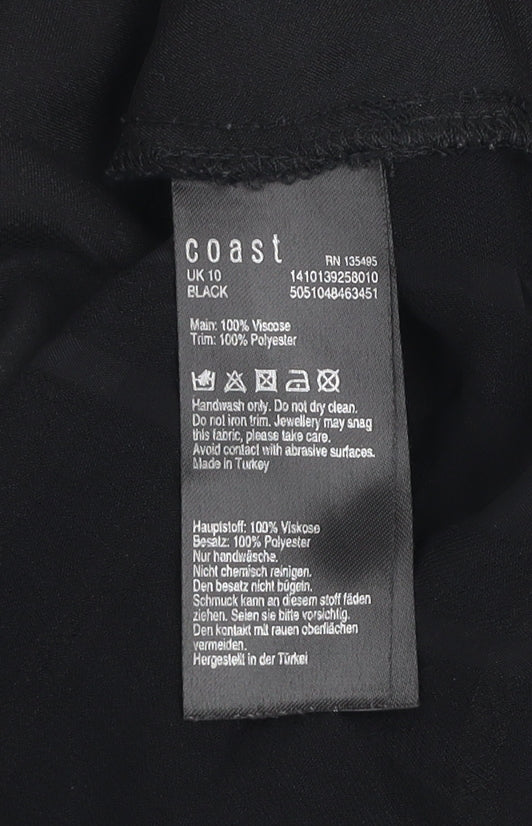 Coast Women's Black Sleeveless Crew Neck Viscose Blouse UK 10
