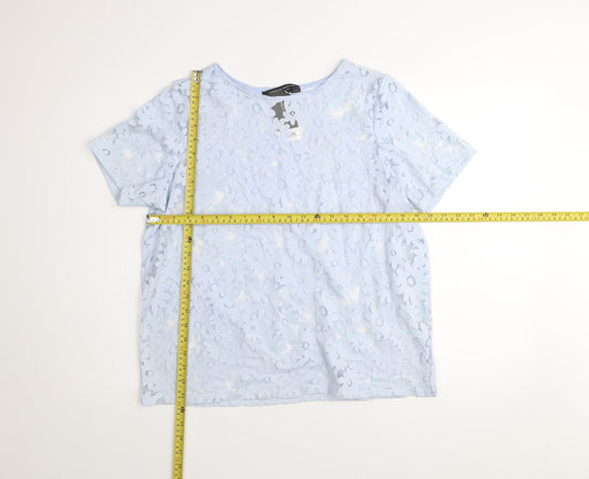Womens UK Size 14 Dorothy Perkins Blue Basic T-Shirt
