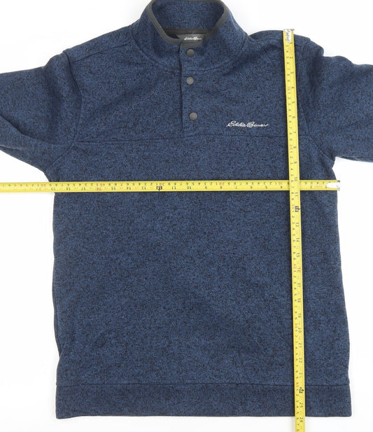 Mens UK Size M Eddie Bauer Blue Henley Sweatshirt