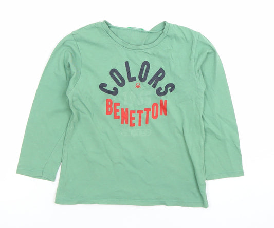 Boys UK Size 4-5 Years Benetton Green Basic T-Shirt