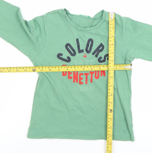 Boys UK Size 4-5 Years Benetton Green Basic T-Shirt
