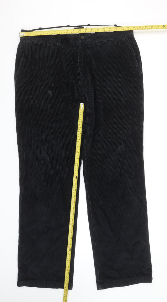 Marks and Spencer Blue Harbour Men's Black Corduroy Trousers 38W 33L Regular Fit