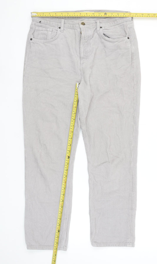 Topshop Womens Grey Corduroy Straight Chino Trousers Size 12