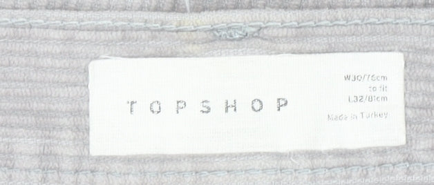 Topshop Womens Grey Corduroy Straight Chino Trousers Size 12