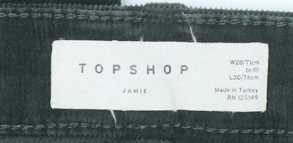 Topshop Women Green Corduroy Jamie Skinny Trousers W28 L30