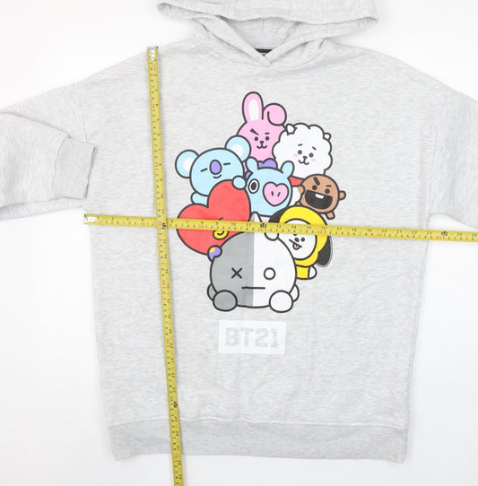 Womens UK Size S BT21 Grey Pullover Hoodie