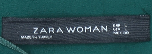 Womens UK Size L Zara Green Tunic Blouse