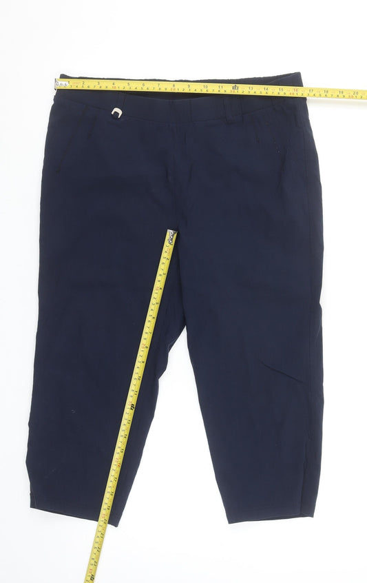 Womens UK Size L Punt Roma Regular Fit Cropped Blue Trousers