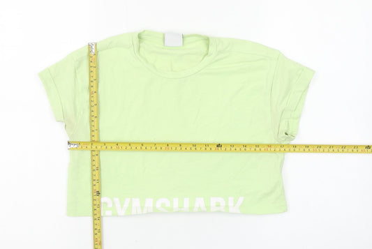 Gymshark Women's Green Cropped T-Shirt Size S Regular Fit