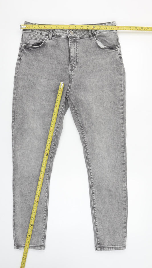 Primark Women Grey Skinny High Rise Jeans Size 16 Regular