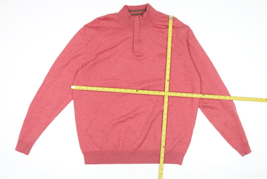 Womens UK Size 2XL Paul Costelloe Red Henley Jumper