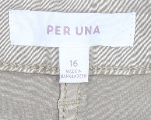 Marks and Spencer Per Una Beige Cargo Trousers Unisex Adults Size 16 Relaxed Fit