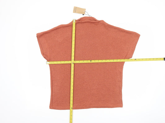 Gallery Women Rust Short Sleeve Knit Jumper Size S Viscose Blend