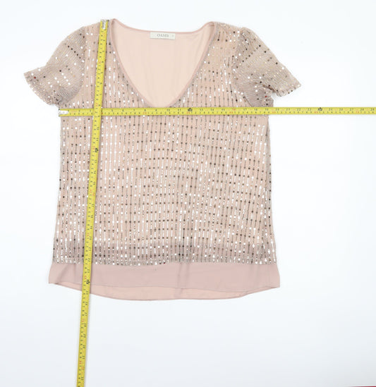 Womens UK Size 12 Oasis Beige Basic Blouse