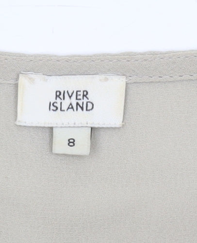 Womens UK Size 8 River Island Beige Tunic Blouse