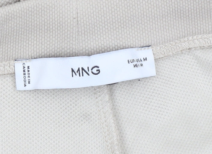 MNG Women's Beige Tapered Knit Trousers Size M Comfortable Workwear Pants