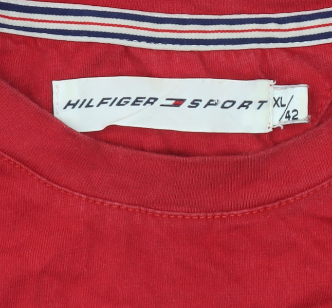 Womens UK Size XL Tommy Hilfiger Red Basic T-Shirt