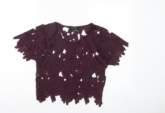 Womens UK Size S Atmosphere Purple Cropped Blouse