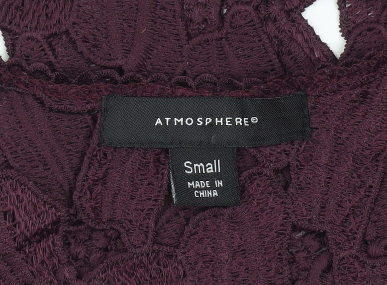 Womens UK Size S Atmosphere Purple Cropped Blouse