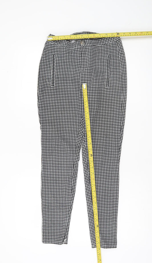 Missguided Women’s Black Houndstooth Slim Tapered Trousers Size 8