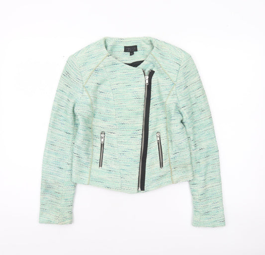 Womens UK Size 8 Topshop Green Biker Coat