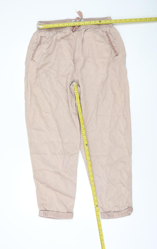 Primark Beige Lyocell Blend Women's Jogger Trousers M Relaxed Fit