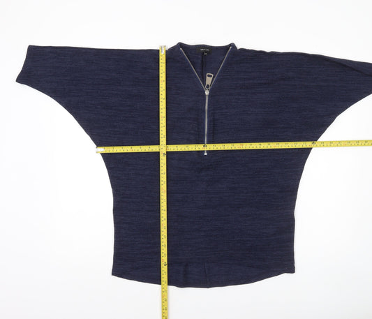 Womens UK Size M New Look Blue 1/2 Zip Jumper